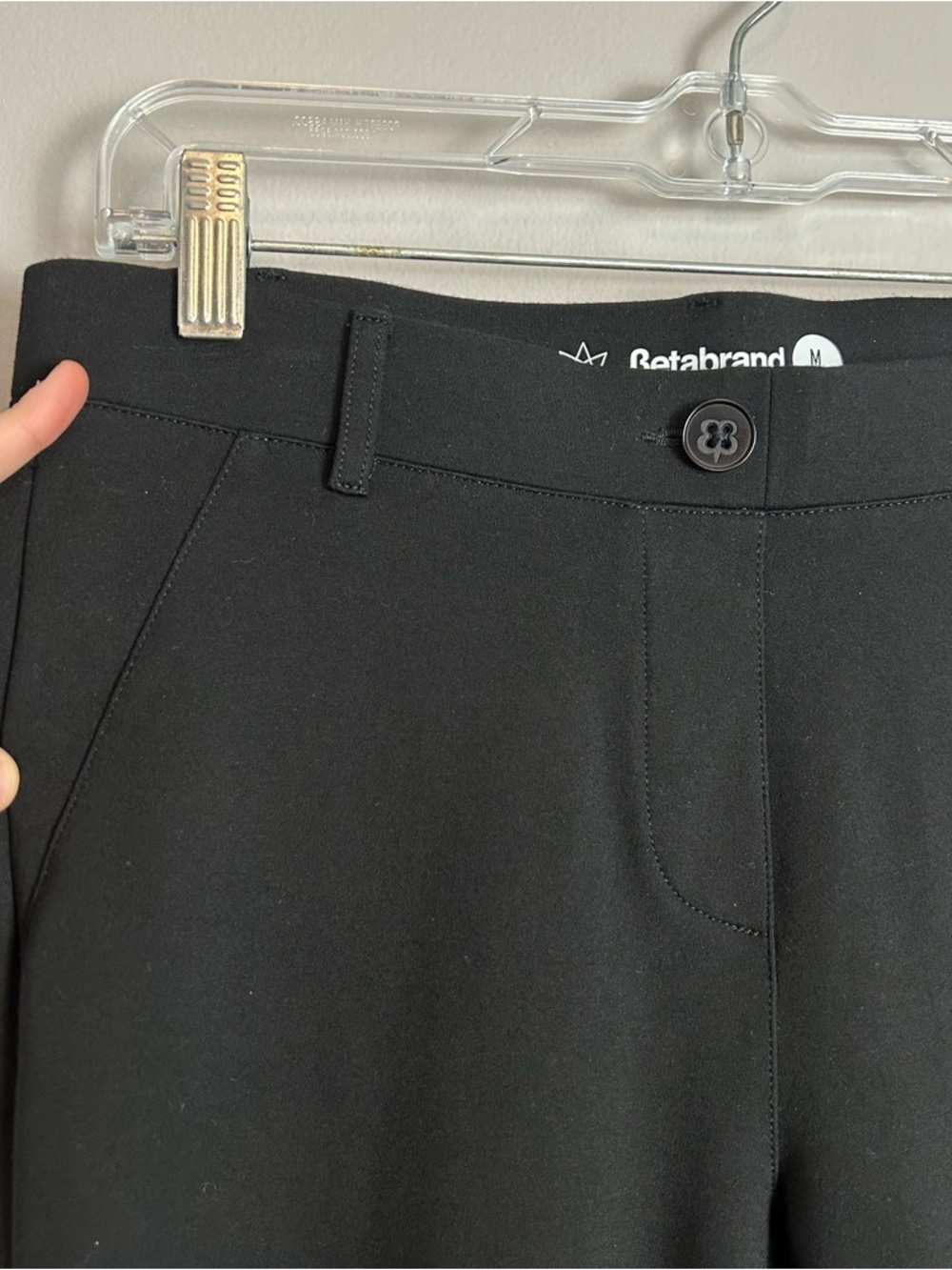 Betabrand Black Straight Leg Stretchy Business Pants Size Medium Long - Picture 3 of 8